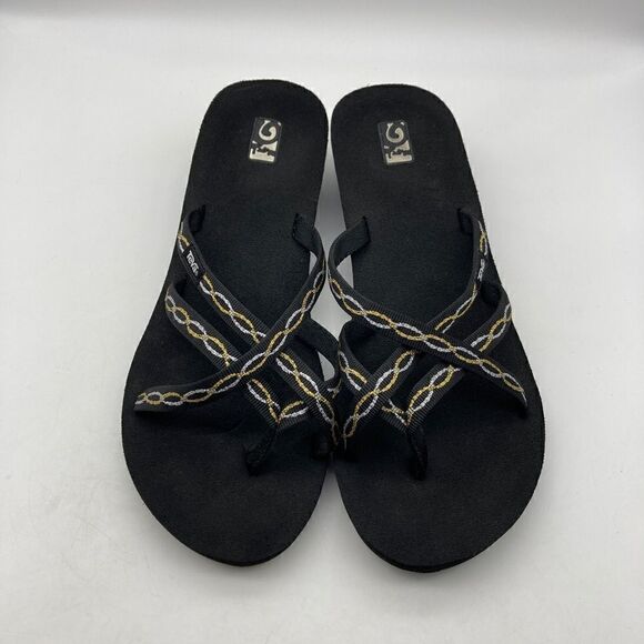 Teva Women’s Much Mandalyn Wedge Black Sandals Size 11 - Picture 1 of 7